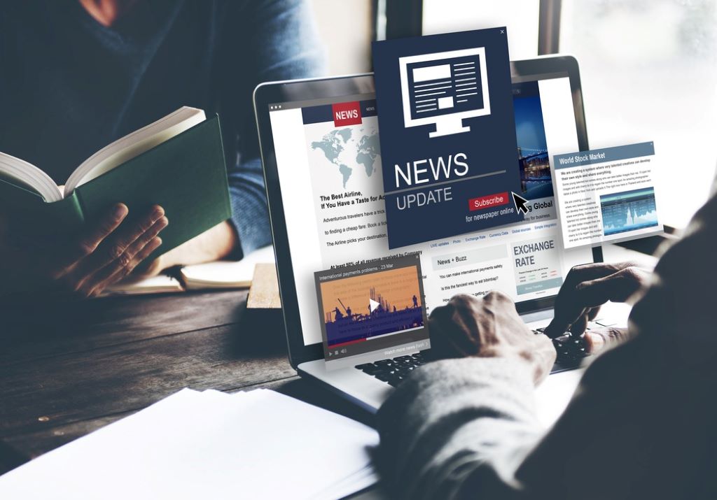 Business owner sending a press release to journalists to gain media coverage